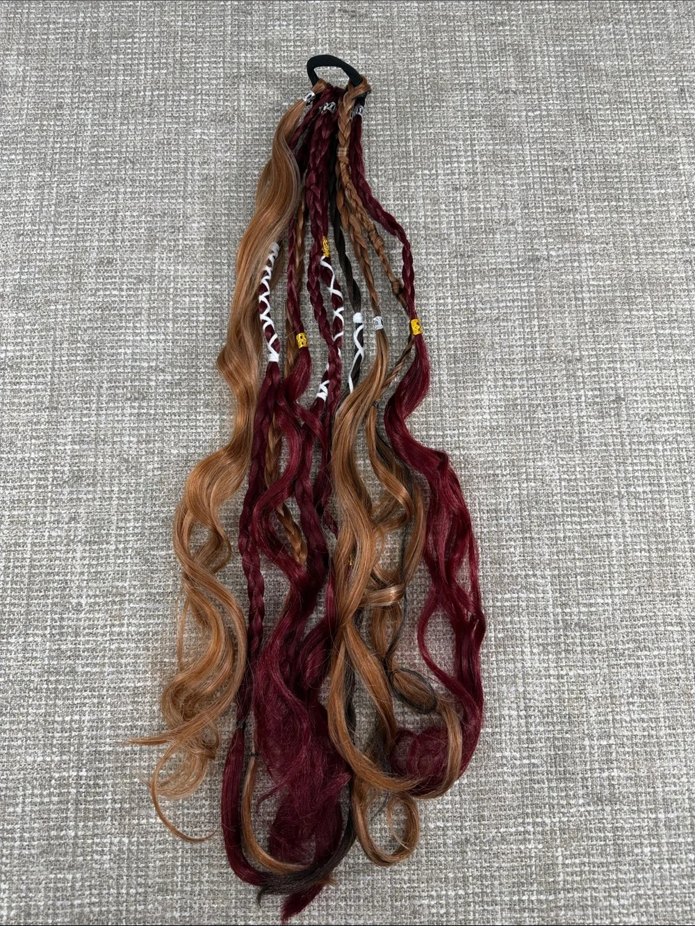 Boho Braided Clip-In Hair Extensions - Burgundy & Light Brown